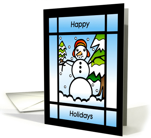 Happy Holidays Stained Glass Snowman card (1318054)