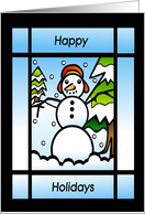Happy Holidays Stained Glass Snowman card