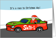 Race to Christmas Day Santa in Stock Car card