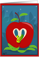 Love you to the Core! Valentine Love Apple and Worm card