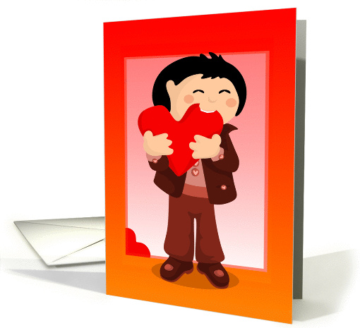 NIbbling Heart Boy Valentine card (366216)