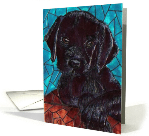 Mosaic BLANK INSIDE lab dog card (62006)