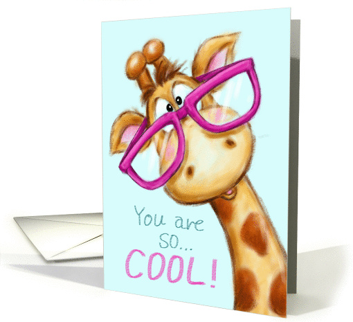 Cute giraffe Birthday card for cool friend to be happy. card (1438362)