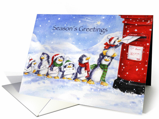 Penguins on line to post their season's greeting cards. card (1446384)