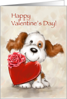 Cute dog with heart, Happy Valentine’s Day. card