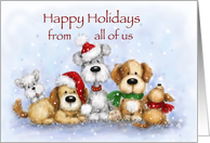 A group of dogs greeting for Christmas Holidays, from all of us card