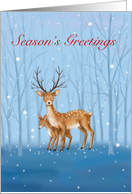Season’s Greetings, Deer and Fawn in Snowy Forest card