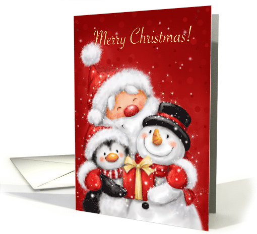 Merry Christmas, Santa, Penguin and Snowman with Big... (1546310)