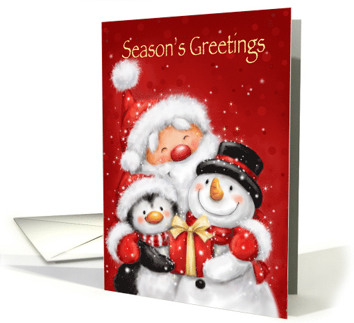 Season's Greeting, Santa, Penguin and Snowman with Smile... (1546314)
