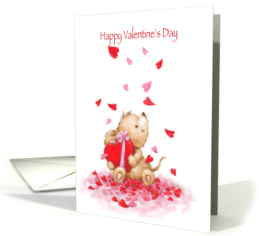 Valentine's Day, Cute Mouse Sitting in Hearts Falling card (1555042)