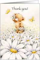 Thank You Bear in Flower Field with Butterfly card