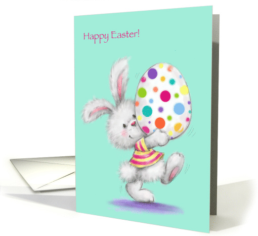 Happy Easter, Rabbit with Decorated Egg card (1563794)