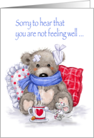 Get Well Soon, Sick Bear with Bandages and Nurse Mouse card