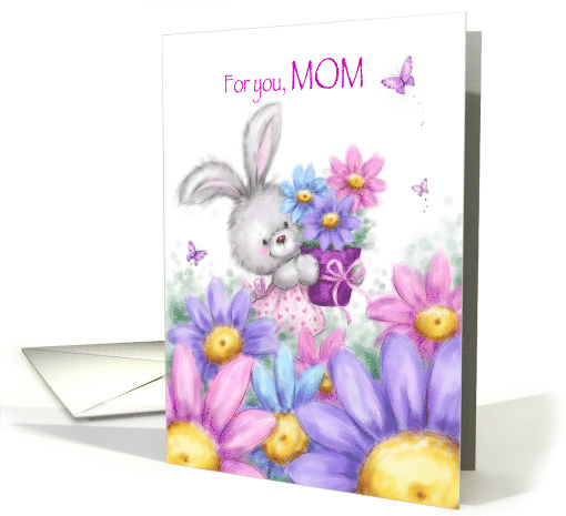 Happy Birthday Day MOM Rabbit with Flower Pot card (1566274)