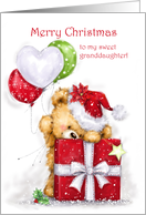 Granddaugther Cute Bear with Present and Balloons card