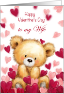 Valentine to Wife Bear Sitting in Hearts Around card