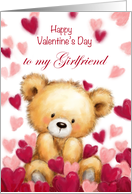 Valentine to Girlfriend Bear Sitting in Hearts Around card
