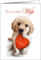 Valentine’s Day to Wife Cute Dog with Red Heart card