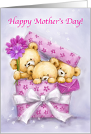 Mother’s Day Cute Bears Popping Out From Present card