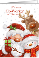 Christmas Co Worker Santa Reindeer and Snowman’s Big Smile card