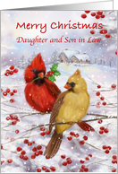 Merry Christmas Daughter Son in Law Cardinal Couple on Berry Branch card