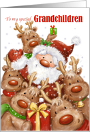 Merry Christmas Grandchildren Santa with Reindeers card