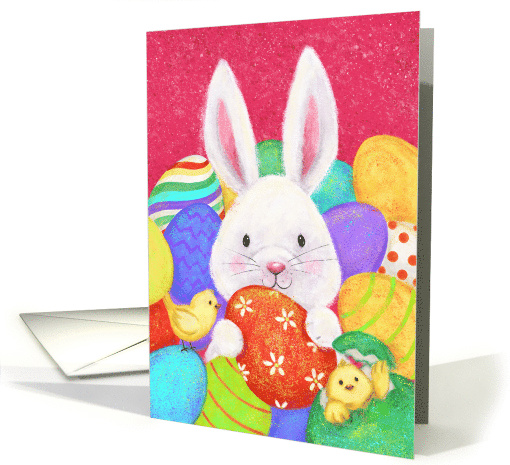 Happy Easter Rabbit and Chicks with Colorful Eggs card (1724782)