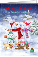 Christmas Snowman for Son and Family card