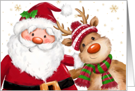 Holiday Greetings Santa and Reindeer card