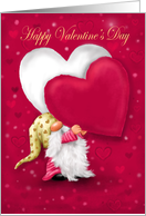 Happy Valentine’s Day Gnome Holding Big Heart card