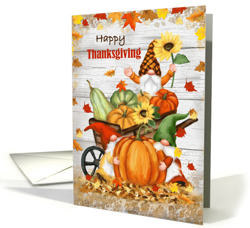 Thanksgiving for friend Gnomes with pumpkins card (1772094)