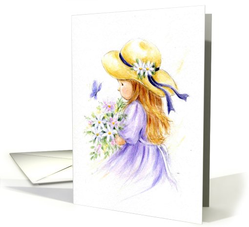 girl with flowers card (561134)