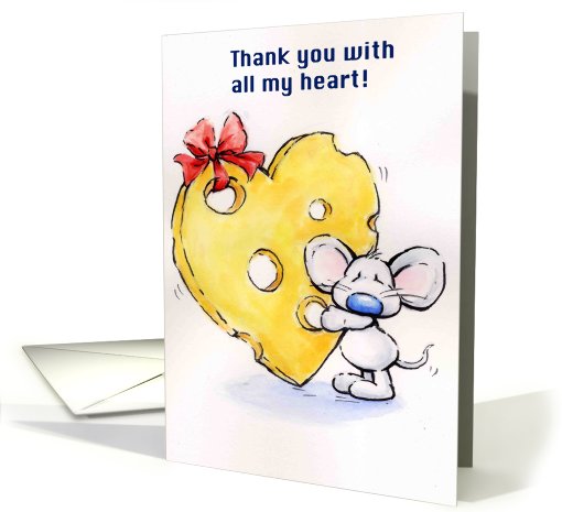 mouse holding a big heart shaped  cheese card (654542)