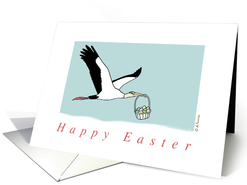 Wood Stork Easter with Egg Basket card (1057685)