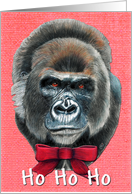 Gorilla Painting Ho Ho Ho Christmas Card