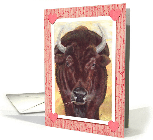 Buffalo Bison Hearts Happy Valentines Day card (1031657)