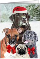 Santa Paws is coming to town, Merry Christmas Dog Painting card