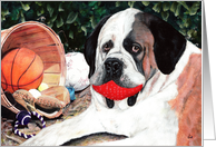 Vaccinations Due - St. Bernard Dog Painting card