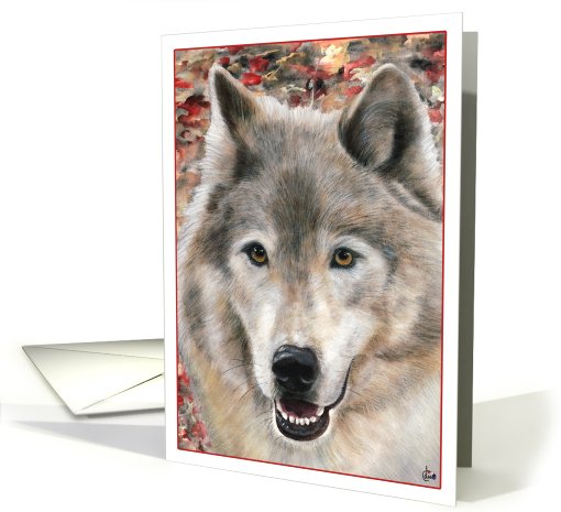 Wolf Portrait Painting Frameable all occasion note card (763122)