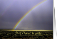 With Deepest Sympathy Brilliant Rainbow in Stormy Sky over Desert card