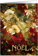 Noel, Christmas for music lover, elegant tree with golden violin card