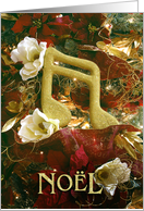 Christmas for music lover, musical note with magnolias and ribbons card