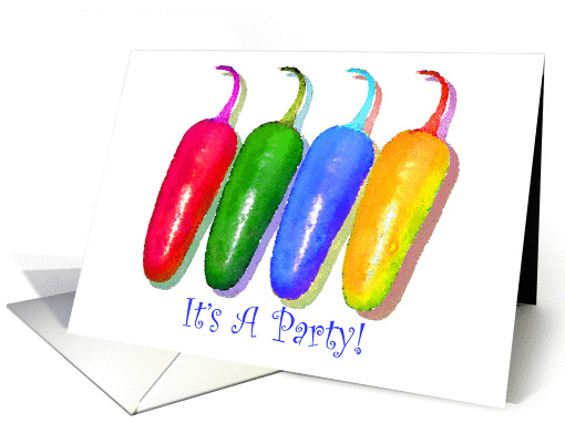Fiesta Party Invitation With Colorful Chili Peppers card (79121)