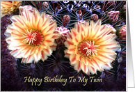 Happy Birthday To My Twin, Pretty Twin Cactus Blossoms card