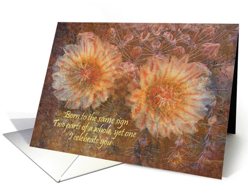 Happy Birthday Twin, Haiku with two blossoms card (832232)