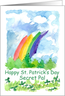 Happy St. Patrick’s Day Secret Pal Rainbow Clover Watercolor card