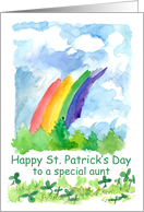 Happy St. Patrick’s Day Aunt Rainbow Clover Watercolor card