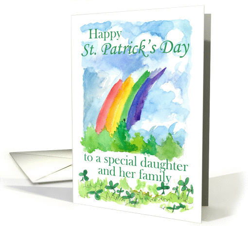 Happy St. Patrick's Day Daughter and Family Rainbow Art card (1025271)