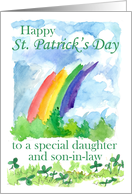 Happy St. Patrick’s Day Daughter and Son in Law Rainbow Art card
