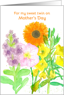 For My Sweet Twin On Mother’s Day Orange Gerbera card